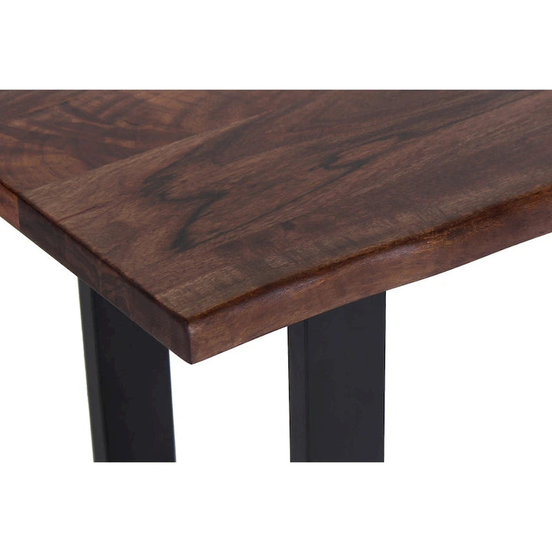 Banc de salle à manger Jessore en bois d'acacia brut de sciage et fer forgé