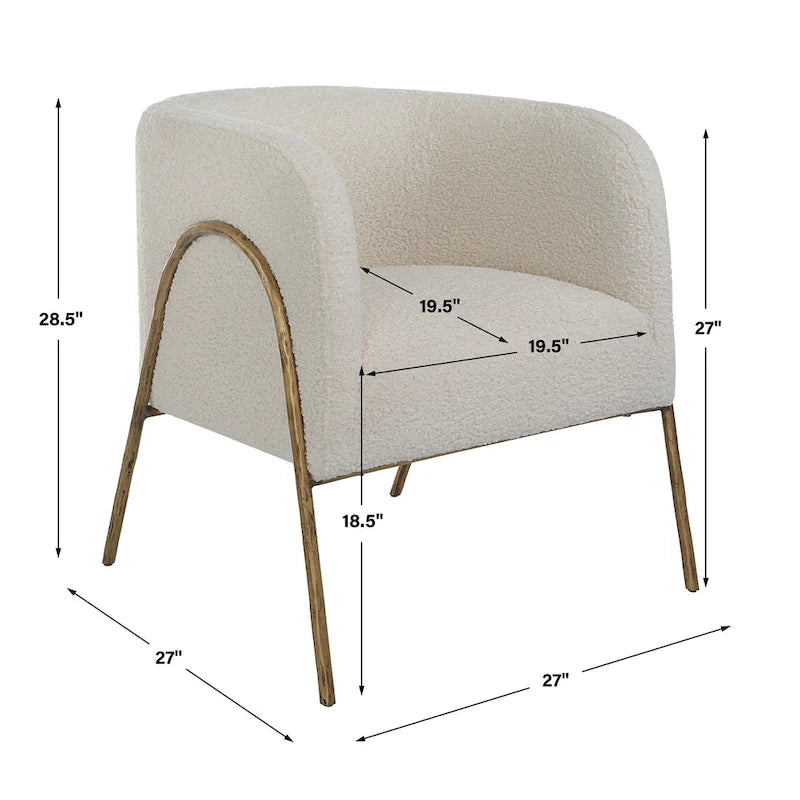 Fauteuil d'appoint Jacobsen blanc cassé et peau de mouton - 27L x 28,5H x 27P