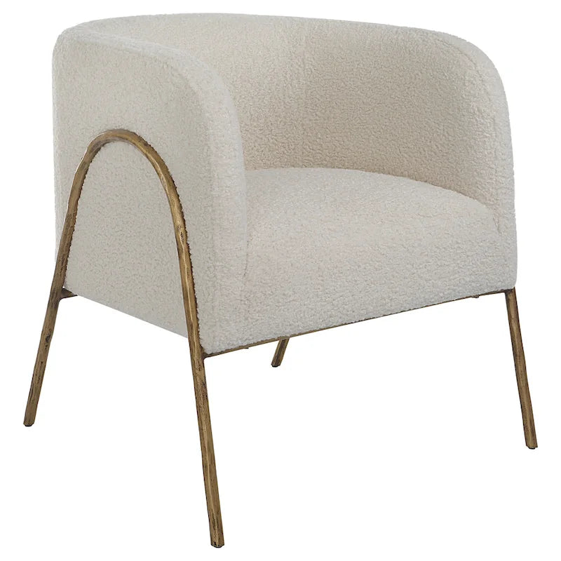Fauteuil d'appoint Jacobsen blanc cassé et peau de mouton - 27L x 28,5H x 27P