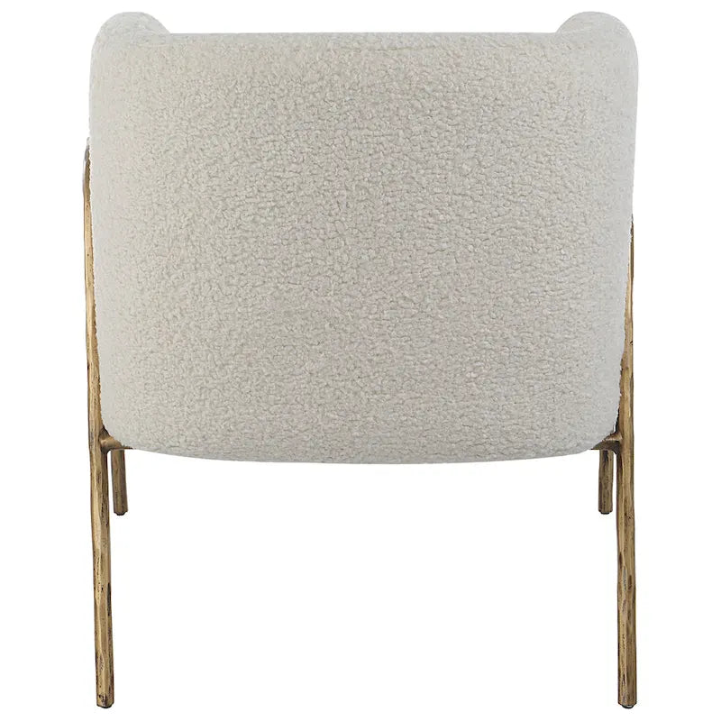 Fauteuil d'appoint Jacobsen blanc cassé et peau de mouton - 27L x 28,5H x 27P