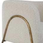Fauteuil d'appoint Jacobsen blanc cassé et peau de mouton - 27L x 28,5H x 27P