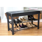Banc d'entrée avec rangement à chaussures noir - 32 x 12,6 x 18