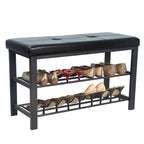 Banc d'entrée avec rangement à chaussures noir - 32 x 12,6 x 18