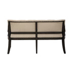 Banc de salle à manger Americana Farmhouse noir avec dossier en tissu