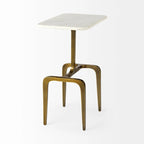 Table d'appoint rectangulaire à plateau en marbre blanc et piètement en métal doré - 17,3 L x 11,3 l x 22,8 H
