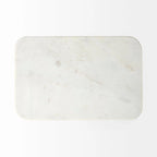 Table d'appoint rectangulaire à plateau en marbre blanc et piètement en métal doré - 17,3 L x 11,3 l x 22,8 H