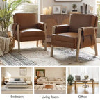 Fauteuil d'appoint Olivia Farmhouse en similicuir avec pieds en bois massif