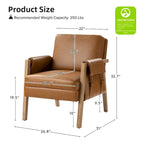 Fauteuil d'appoint Olivia Farmhouse en similicuir avec pieds en bois massif