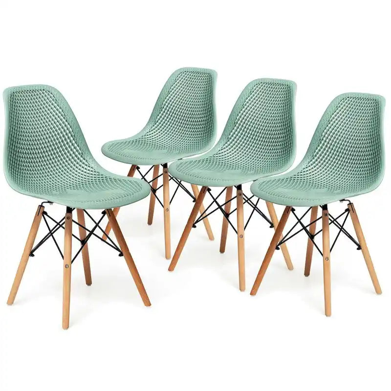Chaise creuse moderne en plastique avec pieds en bois