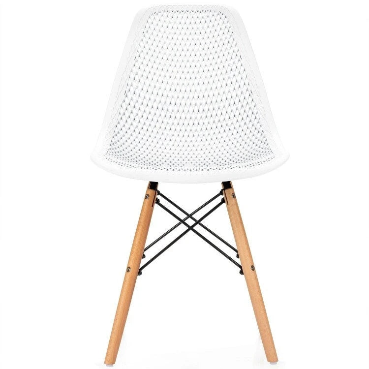 Chaise creuse moderne en plastique avec pieds en bois