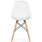 Chaise creuse moderne en plastique avec pieds en bois