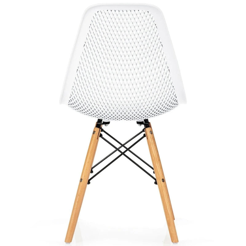 Chaise creuse moderne en plastique avec pieds en bois