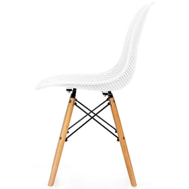 Chaise creuse moderne en plastique avec pieds en bois