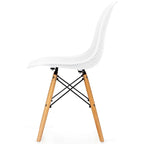 Chaise creuse moderne en plastique avec pieds en bois