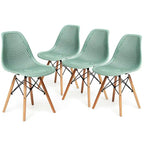 Chaise creuse moderne en plastique avec pieds en bois
