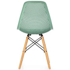 Chaise creuse moderne en plastique avec pieds en bois