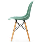 Chaise creuse moderne en plastique avec pieds en bois