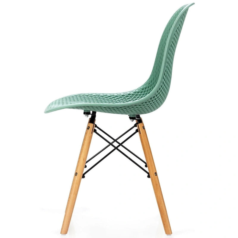 Chaise creuse moderne en plastique avec pieds en bois