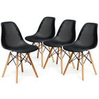 Chaise creuse moderne en plastique avec pieds en bois