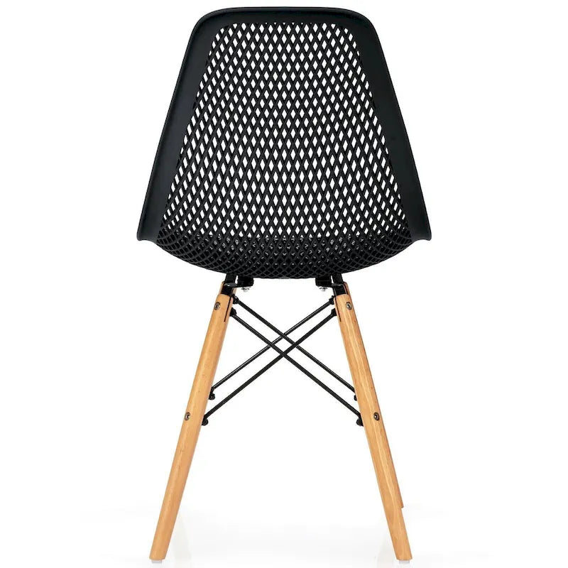 Chaise creuse moderne en plastique avec pieds en bois