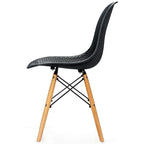 Chaise creuse moderne en plastique avec pieds en bois