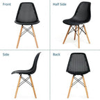 Chaise creuse moderne en plastique avec pieds en bois