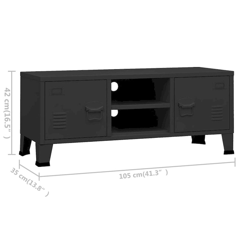 Meuble TV, console TV, buffet TV, meuble multimédia, placard métallique - 41,3 x 13,8 x 16,5