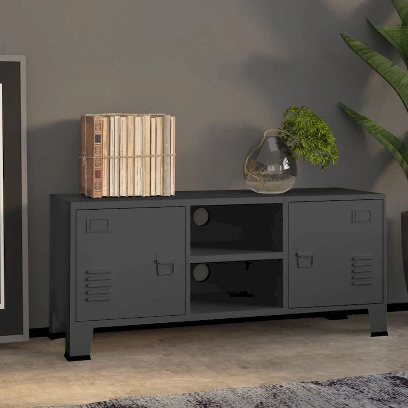 Meuble TV, console TV, buffet TV, meuble multimédia, placard métallique - 41,3 x 13,8 x 16,5