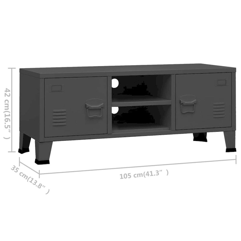 Meuble TV, console TV, buffet TV, meuble multimédia, placard métallique - 41,3 x 13,8 x 16,5