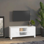 Meuble TV, console TV, buffet TV, meuble multimédia, placard métallique - 41,3 x 13,8 x 16,5