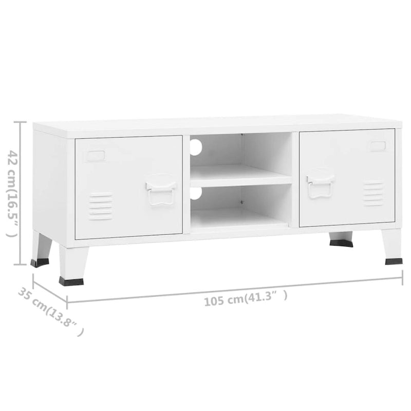 Meuble TV, console TV, buffet TV, meuble multimédia, placard métallique - 41,3 x 13,8 x 16,5