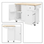 Îlot de Cuisine Mobile en Bois Design et Moderne avec Abattant Rabattable