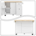 Îlot de Cuisine Mobile en Bois Design et Moderne avec Abattant Rabattable