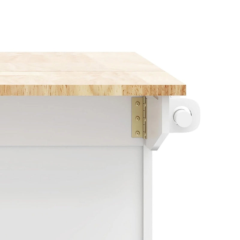 Îlot de Cuisine Mobile en Bois Design et Moderne avec Abattant Rabattable