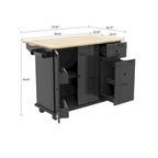Îlot de Cuisine Mobile en Bois Design et Moderne avec Abattant Rabattable