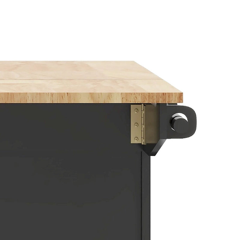 Îlot de Cuisine Mobile en Bois Design et Moderne avec Abattant Rabattable