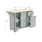 Îlot de Cuisine Mobile en Bois Design et Moderne avec Abattant Rabattable