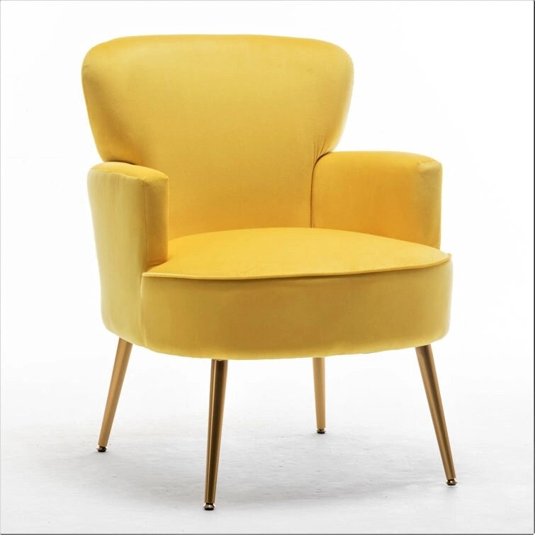 Fauteuil en velours élégant avec pieds en métal doré, Chaise d'appoint confortable