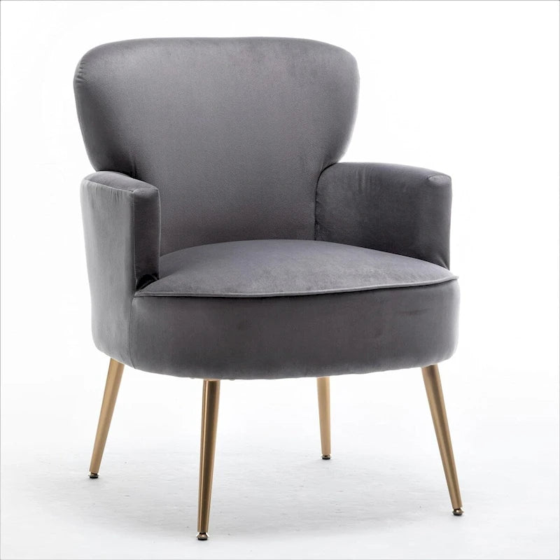 Fauteuil en velours élégant avec pieds en métal doré, Chaise d'appoint confortable