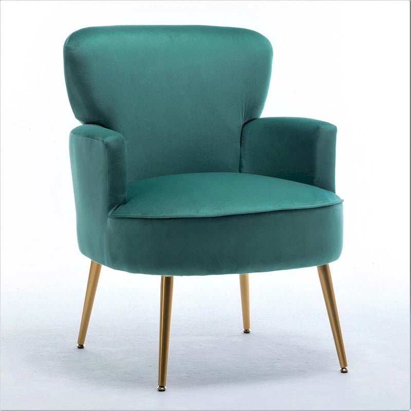 Fauteuil en velours élégant avec pieds en métal doré, Chaise d'appoint confortable