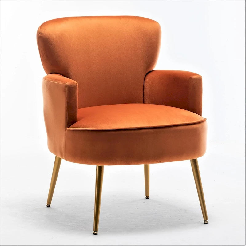 Fauteuil en velours élégant avec pieds en métal doré, Chaise d'appoint confortable