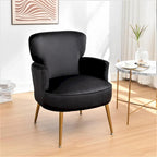 Fauteuil en velours élégant avec pieds en métal doré, Chaise d'appoint confortable