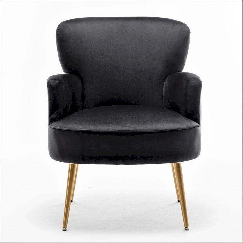 Fauteuil en velours élégant avec pieds en métal doré, Chaise d'appoint confortable