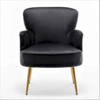 Fauteuil en velours élégant avec pieds en métal doré, Chaise d'appoint confortable