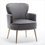 Fauteuil en velours élégant avec pieds en métal doré, Chaise d'appoint confortable