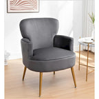 Fauteuil en velours élégant avec pieds en métal doré, Chaise d'appoint confortable