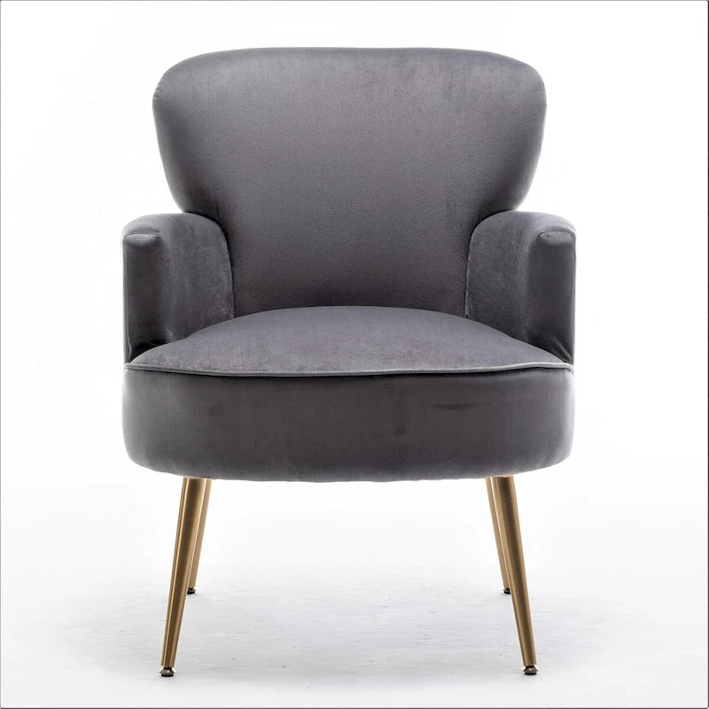 Fauteuil en velours élégant avec pieds en métal doré, Chaise d'appoint confortable