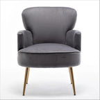 Fauteuil en velours élégant avec pieds en métal doré, Chaise d'appoint confortable