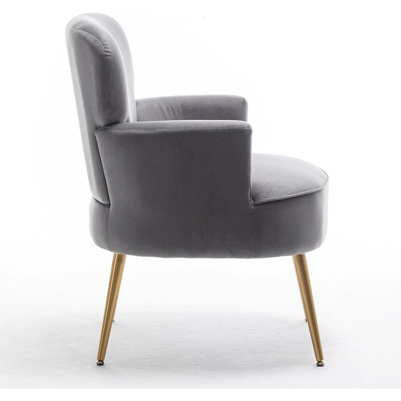 Fauteuil en velours élégant avec pieds en métal doré, Chaise d'appoint confortable