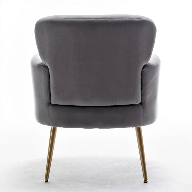 Fauteuil en velours élégant avec pieds en métal doré, Chaise d'appoint confortable